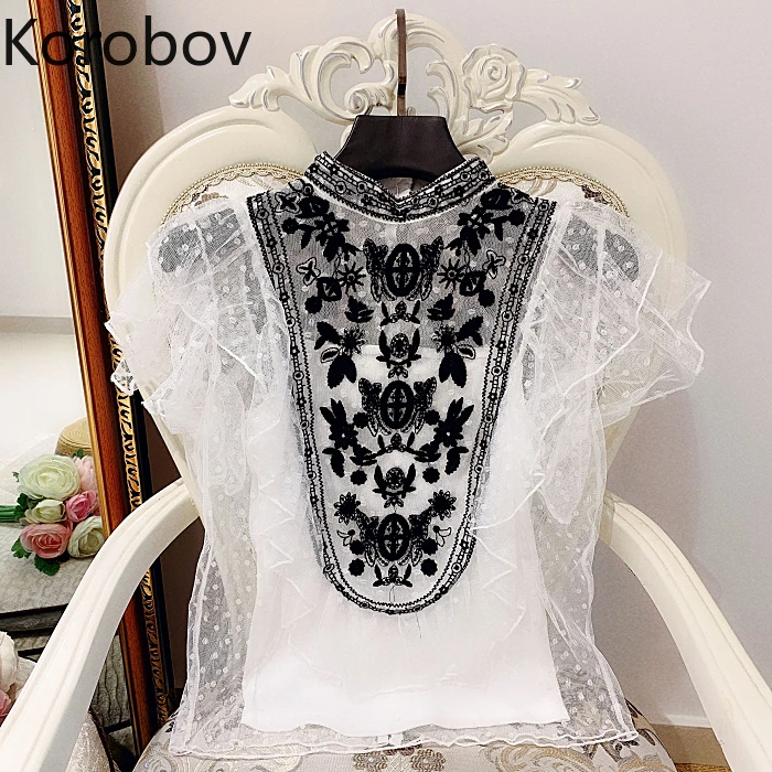 Комплект из 2 предметов Korobov в Корейском стиле кружевная блузка с оборками без