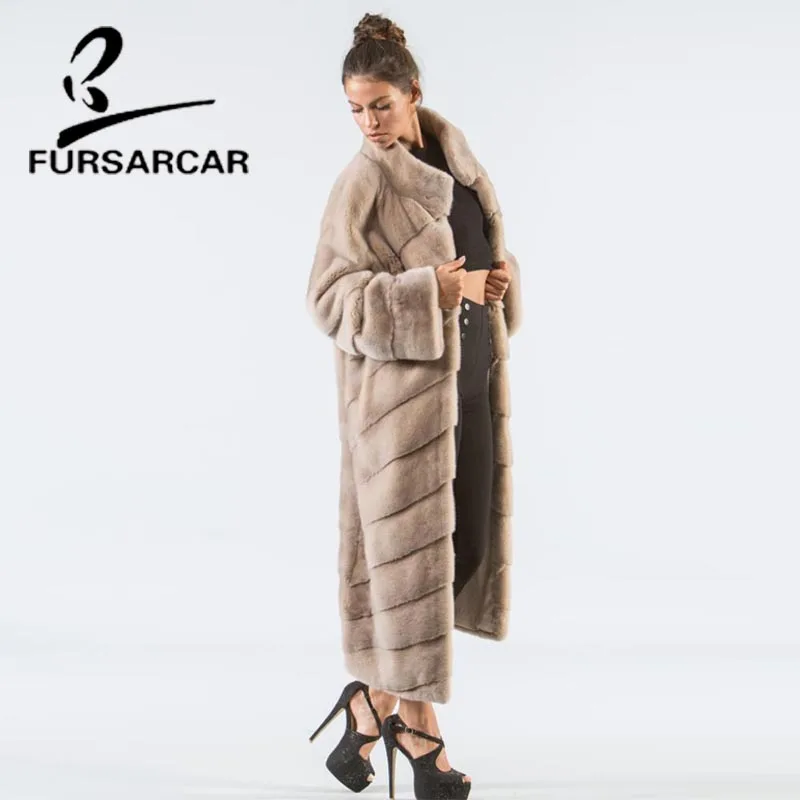 Новое поступление пальто FURSARCAR из натурального меха норки Женская длинная