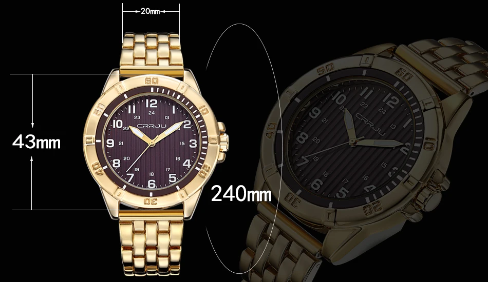 CRRJU Лидирующий бренд роскошные часы из нержавеющей стали для мужчин модные классические кварцевые мужские наручные часы с римскими цифрами подарок часы