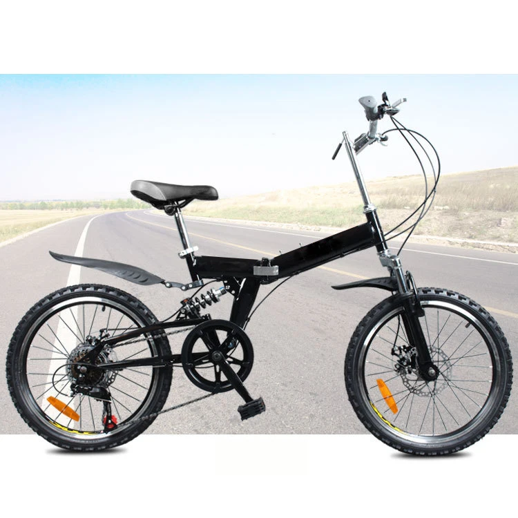 Flash Deal Mountain Bicycle 20 Inch High Carbon Steel Frame Folding Bike /Bilateral Folding Pedal  Variable Speed Bicycle 1