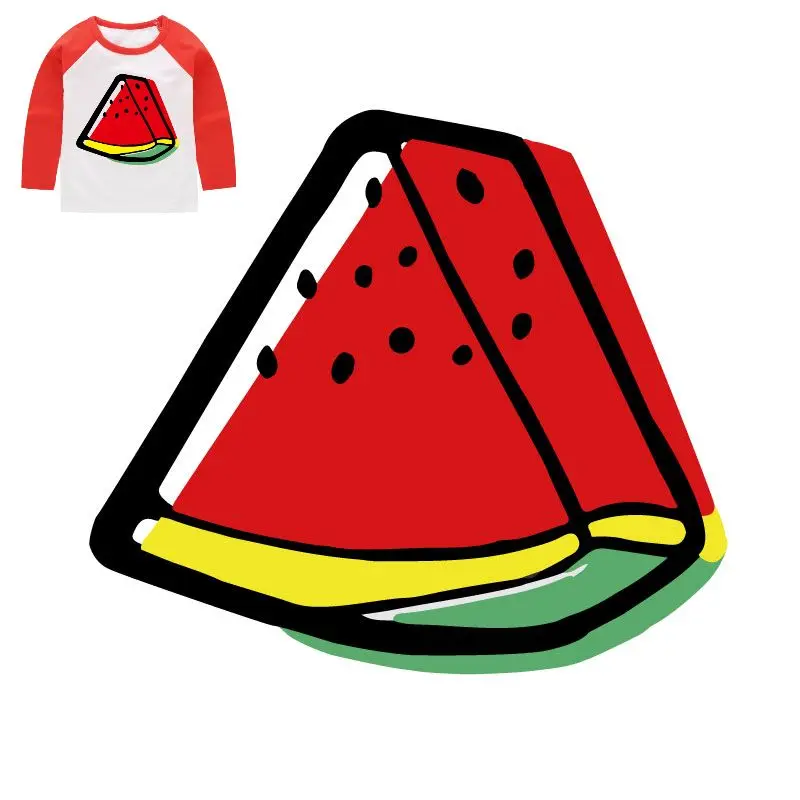 

16x14cm Cartoon Fruit Watermelon Iron On Stickers Washable Appliques A-level Patches Heat Transfer For DIY Accessory Clothing
