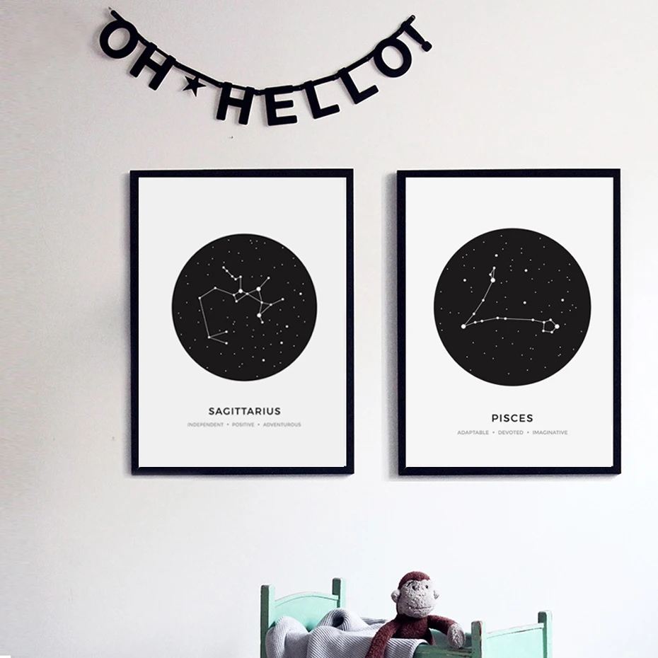 

Constellation Abstract Canvas Painting Black White Geometric Posters Prints Nordic Minimalist Wall Art Pictures for Home Decor