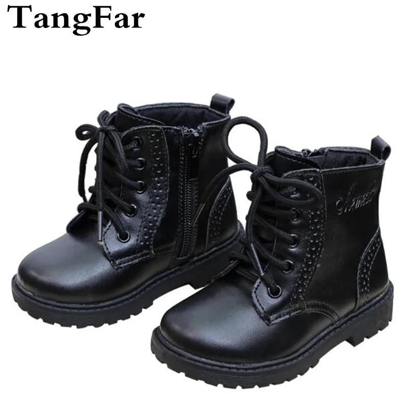 Children Boots New Girls Leather Botas Boys Snow Waterproof Shoes High