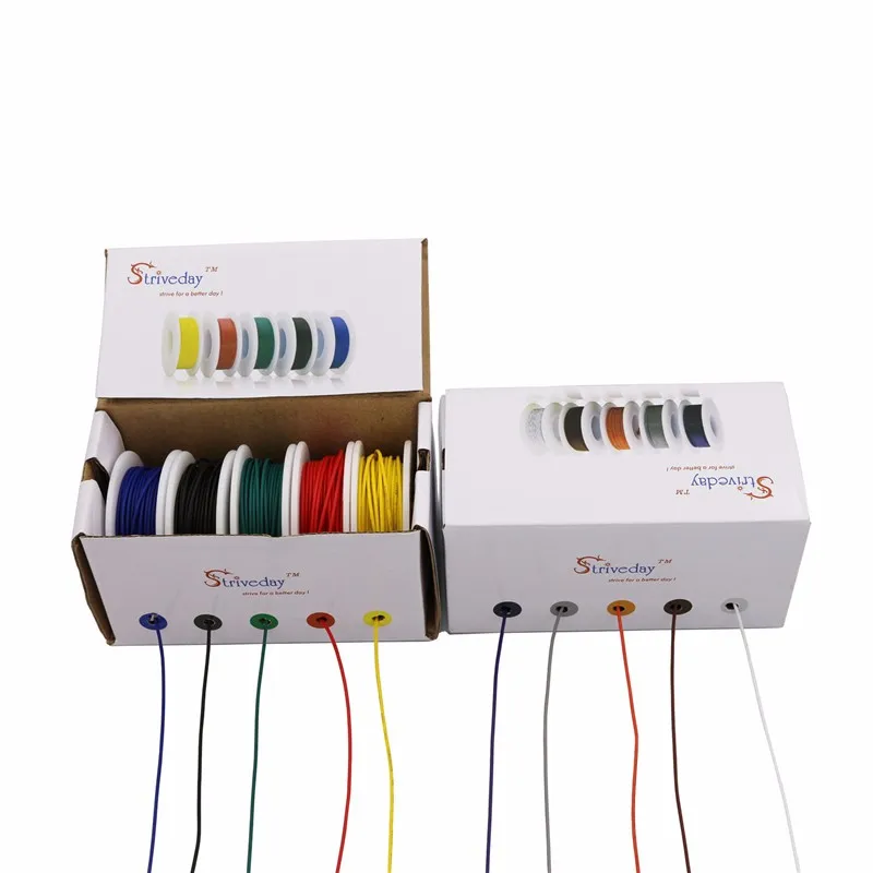 Cores dos Fios do Cabo Caixa de Kit Caixa de 1 Fio de Cobre - Box 5 Encalhado Fios Mix 2 Companhia Aérea Linha Elétrica Pcb Diy ul 1007 28awg 50 m 9 Mix caixa de Kit caixa de 1