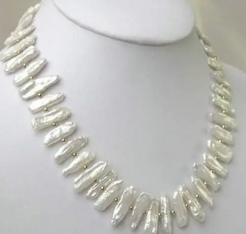 

>@@@@@ A>Fashion Nature White Biwa Pearl Necklace 18" 6.07 -Top quality free shipping