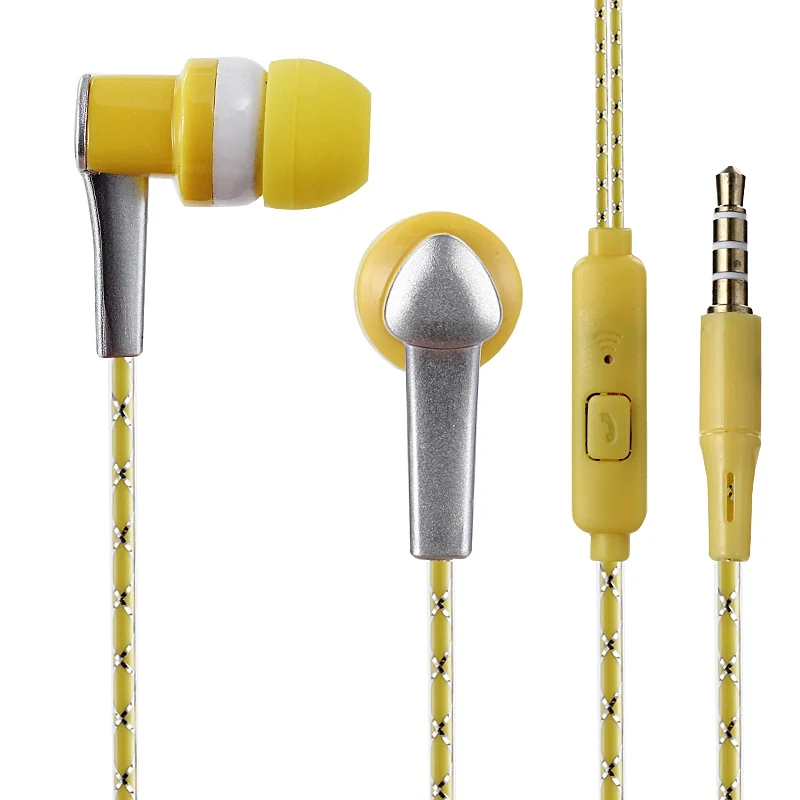 Fashion Braided Wired Earphone HiFi Stereo Super Bass Earphone Music In-ear Headset With Mic Portable Audio And Video Device