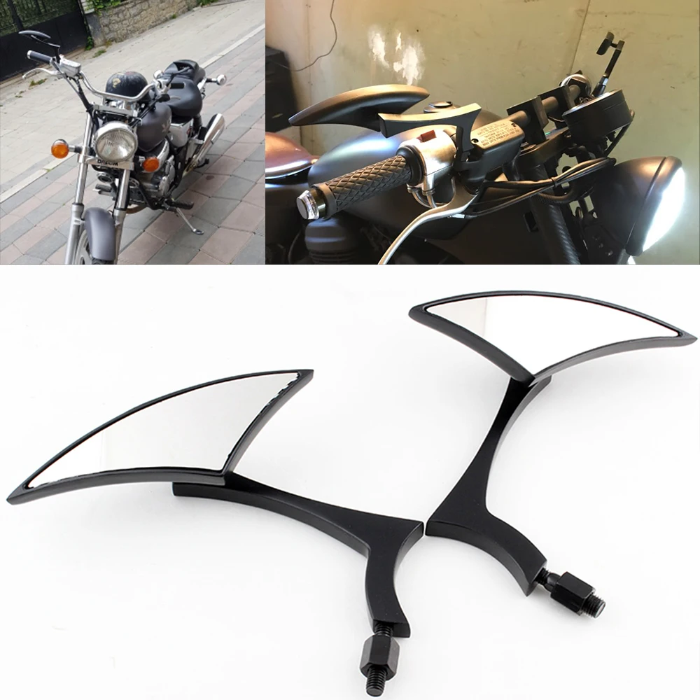 Motor Bike Motorcycle Mirror Black Aluminum End Mirrors Rearview Mirror