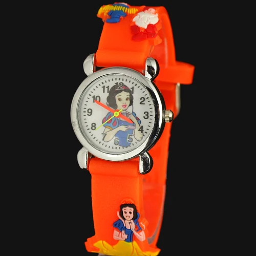 Orange Мультфильм милый красивая девушка стиль детские часы Дети Студенты обувь для девочек кварцевые 3D силиконовый ремешок наручные часы 01 - Цвет: Orange