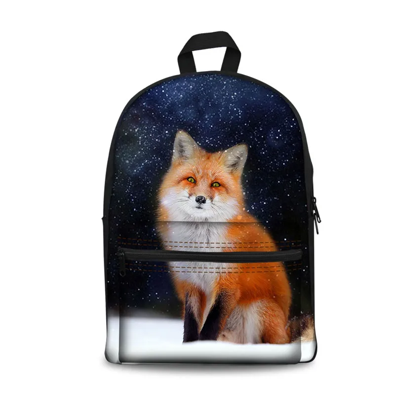 FORUDESIGNS/ рюкзак с изображением галактики лисы, школьные сумки для девочек, школьные сумки для подростков, Джинсовый Рюкзак с принтом лисы, школьный рюкзак, ранец - Цвет: CC3705J
