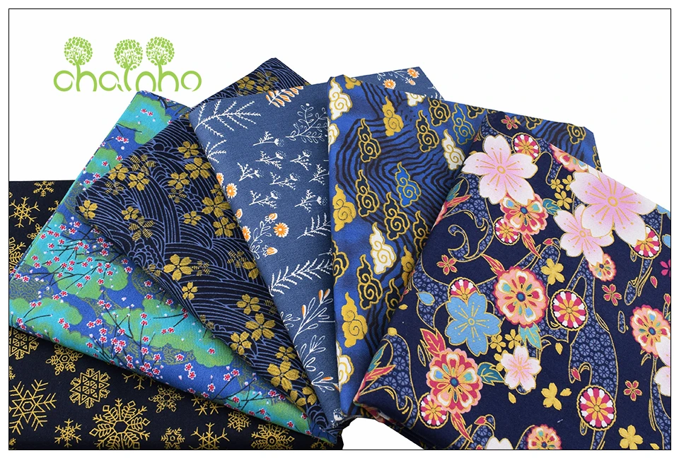 Chainho, 6 шт./лот, MidnightBlue, саржевая хлопковая ткань с принтом, Лоскутная Ткань, сделай сам шитье и стеганое одеяло, материал для малышей и детей
