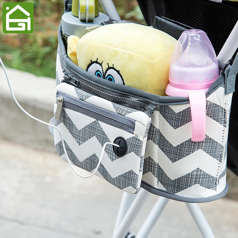 Baby Stroller Organizer Hanging Bag with Adjustable Strap Fits All Strollersin Storage Bags