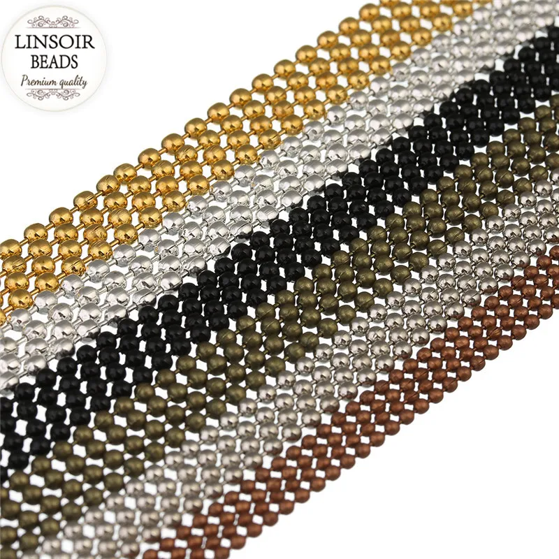 

10m/lot 1.2 1.5 2 mm Metal Ball Bead Chains Bulk Black/Silver/Gold Color Link Chains for Diy Necklaces Bracelets Jewelry Making