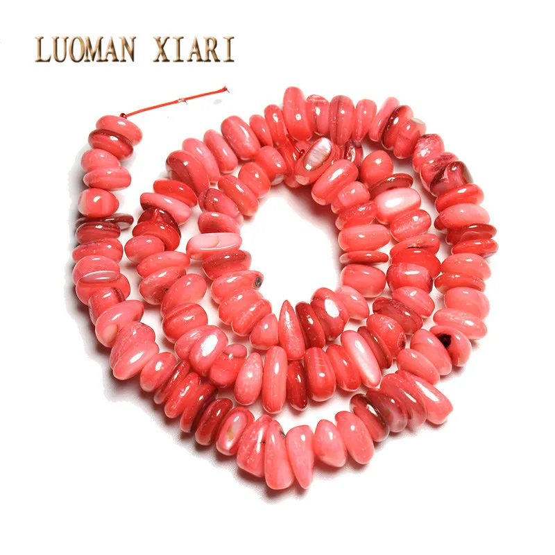 

Wholesale Watermelon Red Gravel Shape Dye Conch Shell 5-8 mm Stone Beads For Jewelry Making DIY Bracelet Necklace Strand 15''
