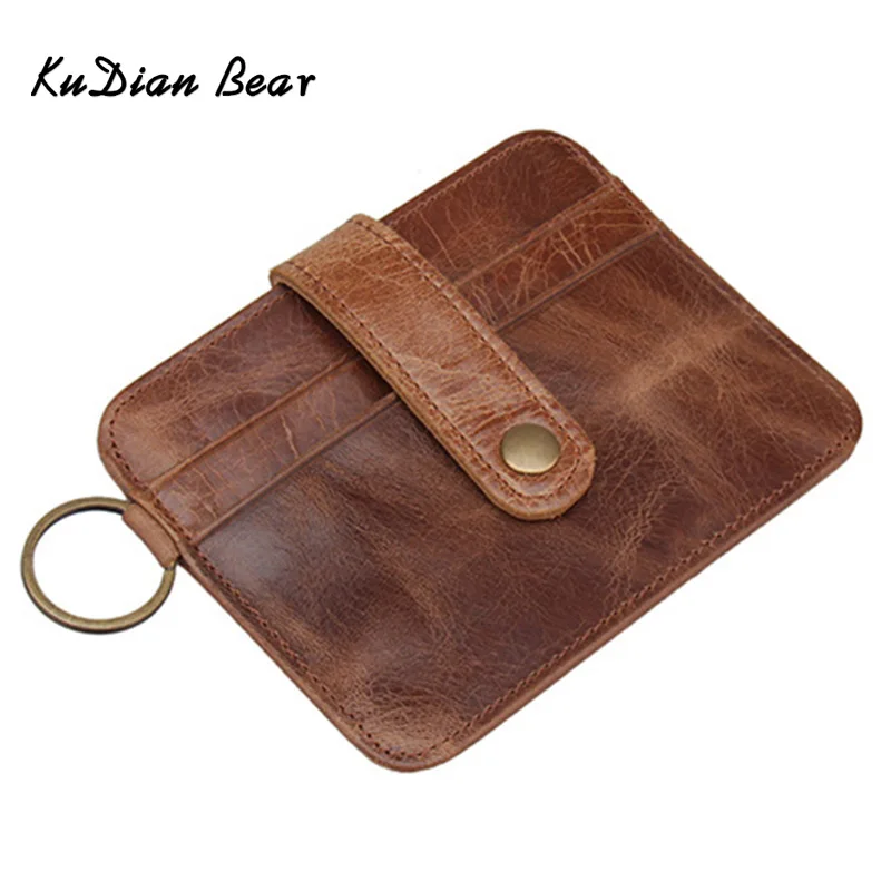 

KUDIAN BEAR Leather Card Holder Wallet Rfid Credit Card Holder Vintage Designer Travel Card Wallets for Documents BIH030 PM49