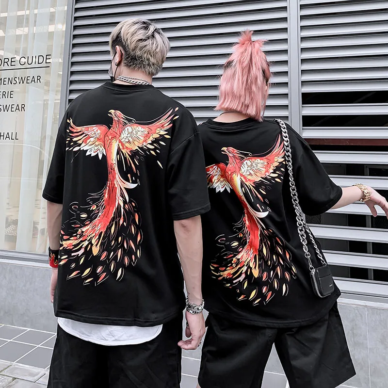 Мужская футболка с коротким рукавом в стиле хип хоп Harajuku Phoenix Flame новинка