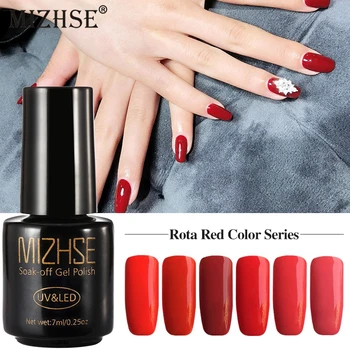 

MIZHSE Wine Red Color Series UV Nail Gel Polish Soak Off Salon Led Gel Lacquer Varnish Semi Permanent 7ML Nail Polish