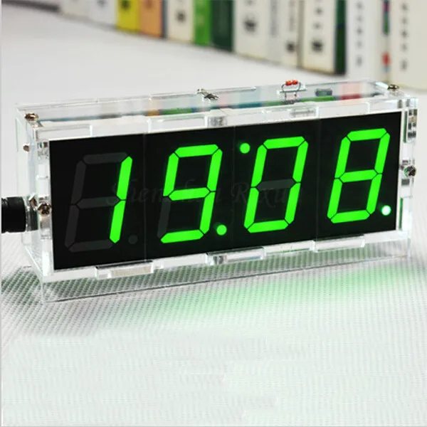 

New Come Compact Electronic 4-digit DIY Digital LED Clock Kit Light Control Temperature Date Time Display with Transparent Case