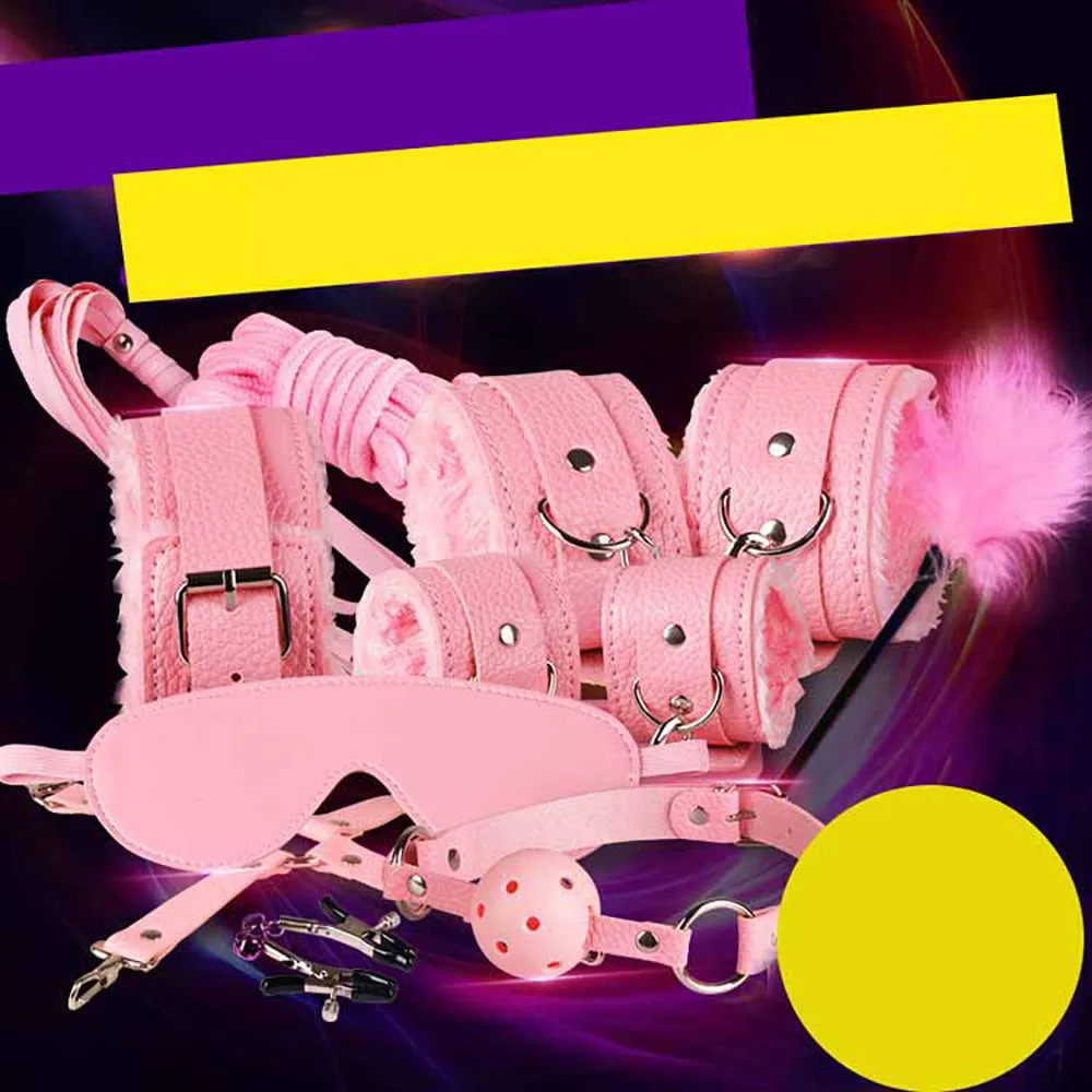 Amazing 10PCS/Set Adult set pink Mall-Under Bed Bondage Restraint System with Hand Cuffs Ankle Cuff for women men