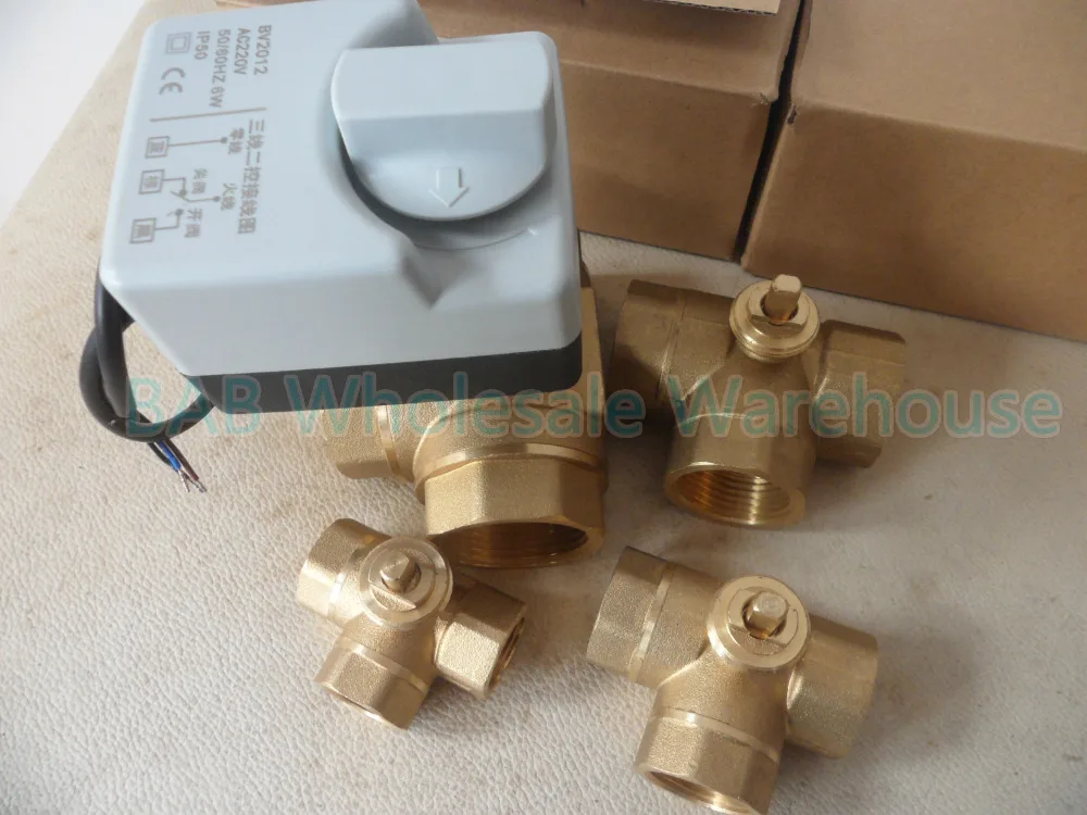 AC220V DN15(G1/") до DN32(G1-1/4") 3 way 3 провода латунный моторизованный шаровой клапан/Электродвигатель с ручным переключателем