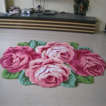 

handmade 4 rose art rug for bedroom/bedside art carpet romantic rose