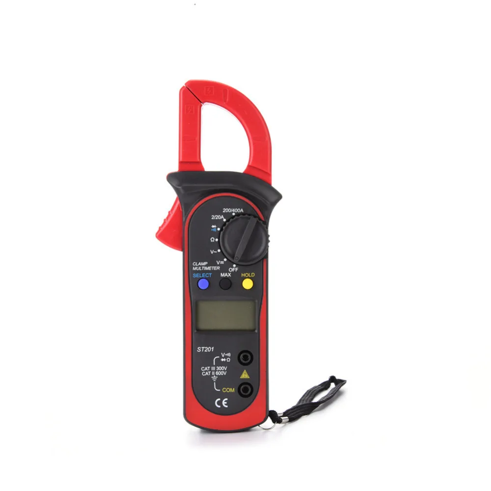

High Quality ST201 Digital Red Clamp Meters Multimeter With Measurement AC/DC Voltage Tester Current Resistance Multi Test