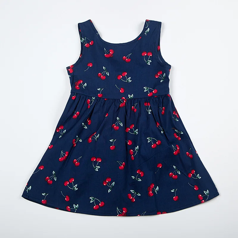 

2019 Summer New Baby Girls Clothes Kids Dresses Girls Flower Print Cotton Soild Color Lovely Sleeveless Vest Princess Dress