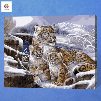 

Frameless Diy Digital Painting By Numbers Animal Abstract Leopard Family Acrylic Paint Modern Wall Art Painting For Home Decor