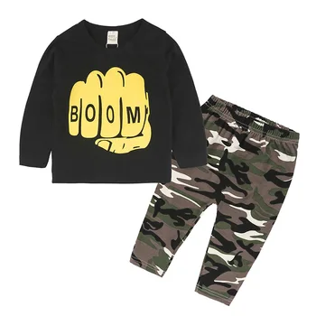 

Boys Clothes Sets Kids Casual Long Sleeve Boom Printed T-Shirt+Camouflage Pants 2018 Autumn Baby Boy Tracksuit Clothing Outfits