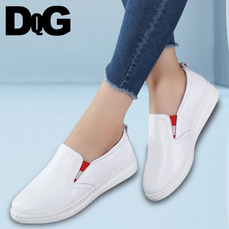 

DQG 2018 Spring Women Shoes Casual Flats Zapatos Mujer Split Leather Solid Slip On Loafers Female Shoes Shallow Chaussures Femme