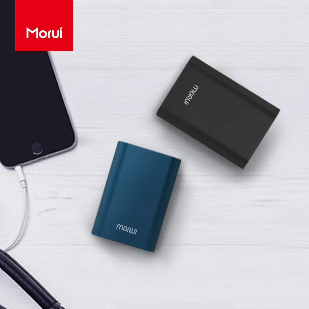 MORUI 10000 mAh Mini Power Bank MG10 Metal Powerbank Portable Charging Treasure Dual USB Output Phone Charger for Smart Phone