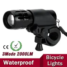 7W CREE Q5 LED 2000lm Aluminum Waterproof IP6 AAA Battery with Holder Front Cycling Bike Bicycle Lights Lamps Lantern Flashlight