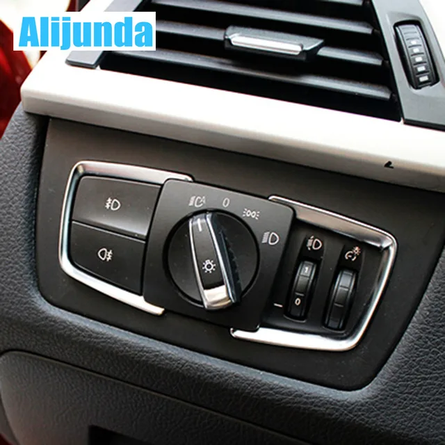 Alijunda Matt Chrome Headlight switch Frame trim For BMW F30 F31 F32