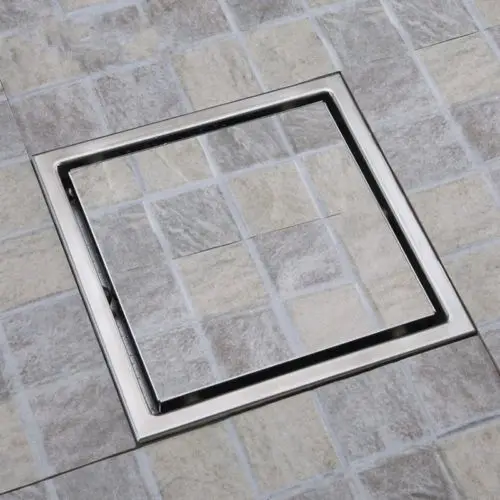 

Square Shower Floor Drain with Tile Insert Grate - Sus304 Stainless Steel , 6-inch , Multipurpose ,Invisible Look or Flat Cover