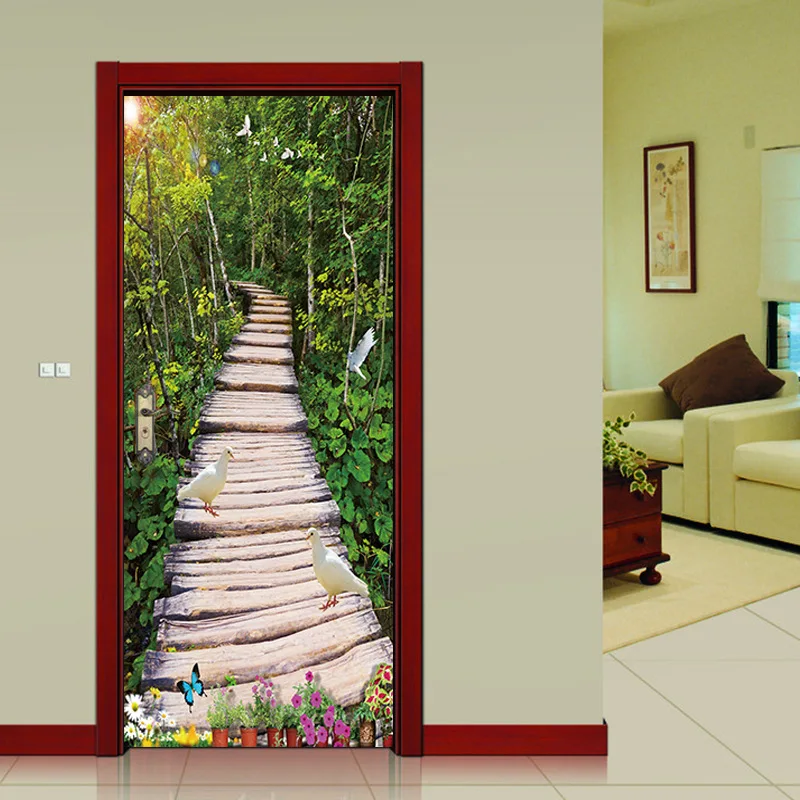 

Creative DIY 3D Door Stickers Bamboo Forest Path Pattern for Room Wall Decoration Home Decor Accessories Large Wall Sticker
