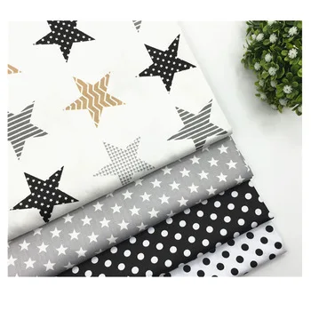 Star Print 100%Cotton Fabric Grey Patchwork Fabrics for Sewing Curtain Baby