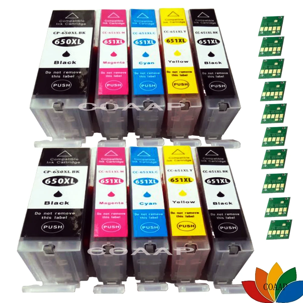 10x совместимые чернильные картриджи PGI 650XL CLI 651XL для принтера Canon Pixma MG5460 MG6360 IP7260 MX926