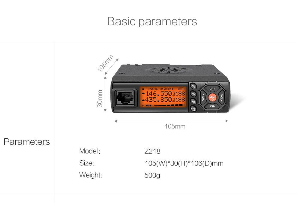 Мини-Автомобильная рация 10 км 25 Вт Двухдиапазонная VHF/UHF 136-174 МГц 400-470 МГц мини мобильная радиостанция для автомобиля