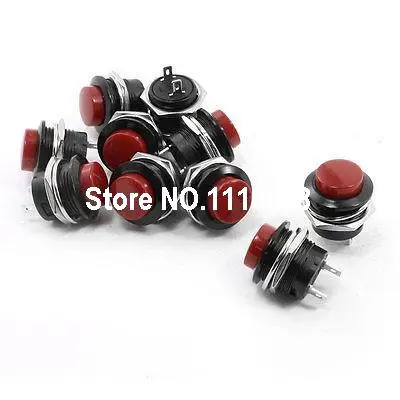 

AC 125V 6A 15mm Dia 2 Pins SPST Momentary Push Button Switch Red