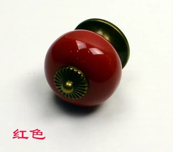 

10pcs/lot Colorful Pumpkin Cabinet Knobs Ceramic Kirchen Drawer Pulls Red Furniture Handle
