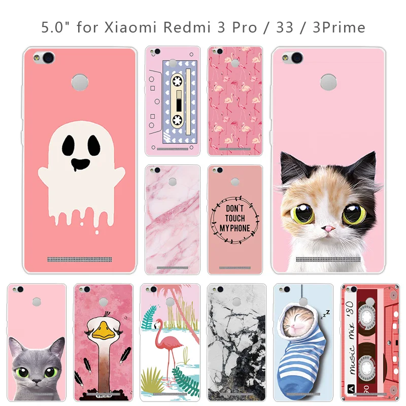 For Xiaomi Redmi 3 Pro 3s Phone Case Transparent Pink Back Cover 5.0&quot for 3S S Soft Silicon Coque |