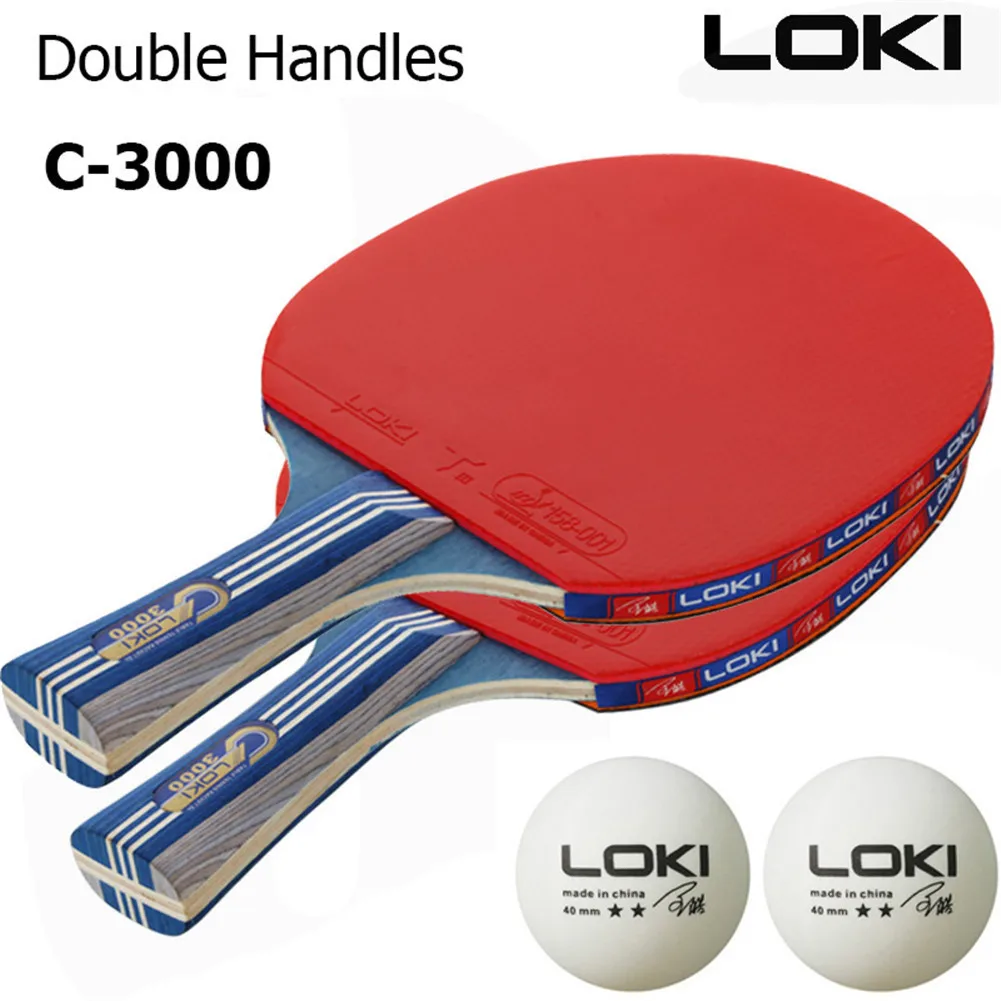 

2PCS LOKI C3000 Table Tennis Rackets Set 5 Ply Wood Blade Double Face Pimples-in Rubber for Children Teenagers