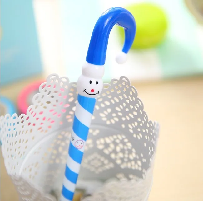 Ayron 1 шт. Рождественский Снеговик шляпа шариковая ручка Южная Корея Kawaii Мультфильм Выражение ручки рождественские подарки офисные принадлежности - Цвет: Синий