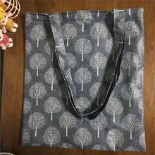 YILE хлопок лен хозяйственная сумка через плечо сумка для переноски эко многоразовая сумка с принтом дерево серый черный низ Ljr