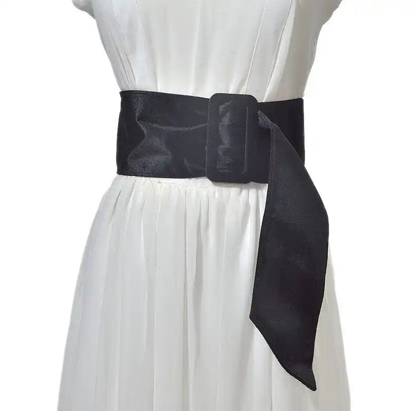 black fabric belt for dress