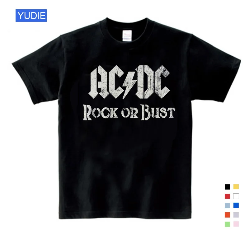 Футболка с принтом «Группа AC/DC Rock» для мальчиков и девочек, короткая футболка с круглым вырезом, топы с принтом «тяжелый металл», Детская футболка, модная новинка