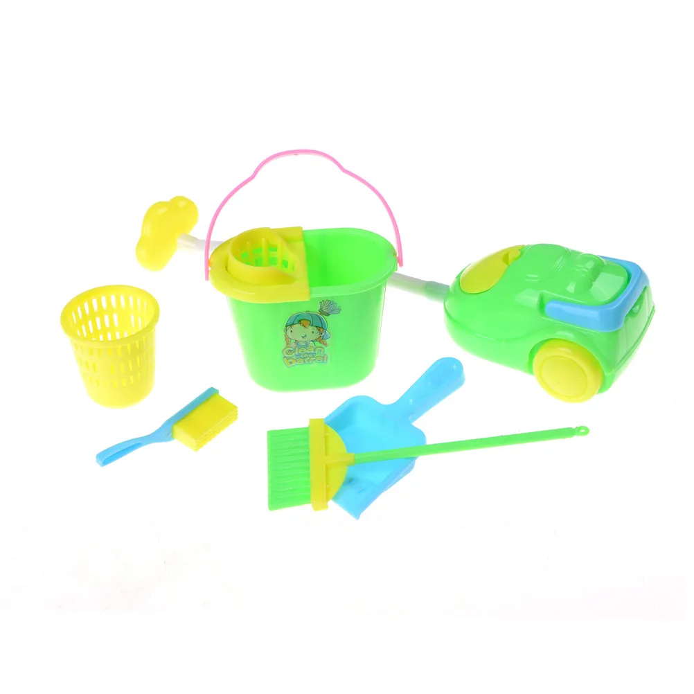 1Set Plastic dolls Cleaning Kit for Girl Household cleaning tools For Dolls Accessories Best
