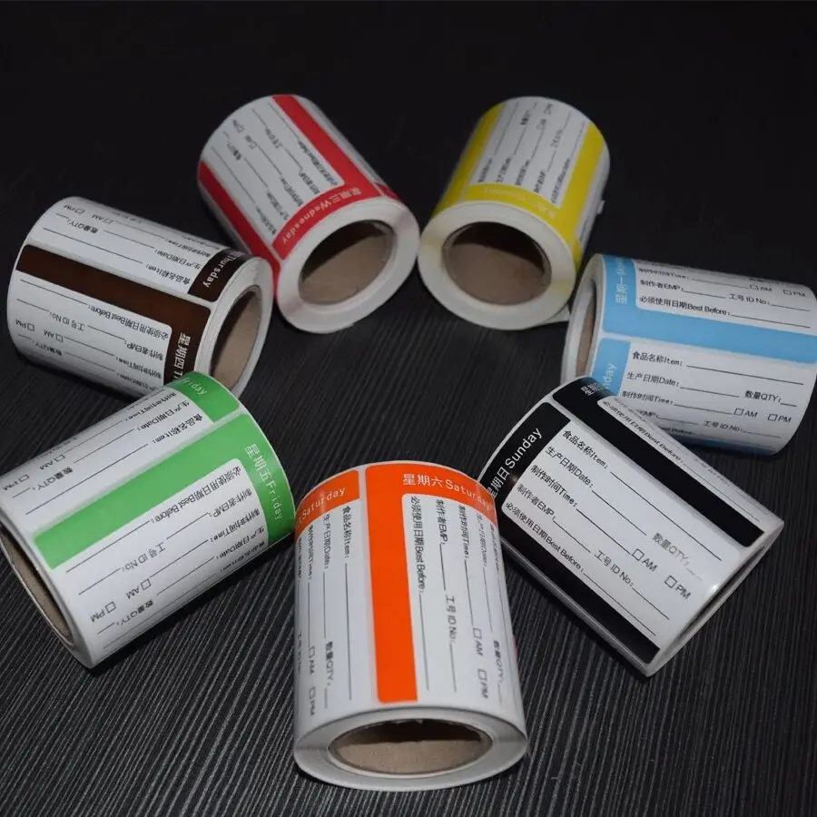 

500pcs Hotel food label Stickers3x2 inch (76x51mm)From Sunday to Mondayweekly restaurant sushi box labels