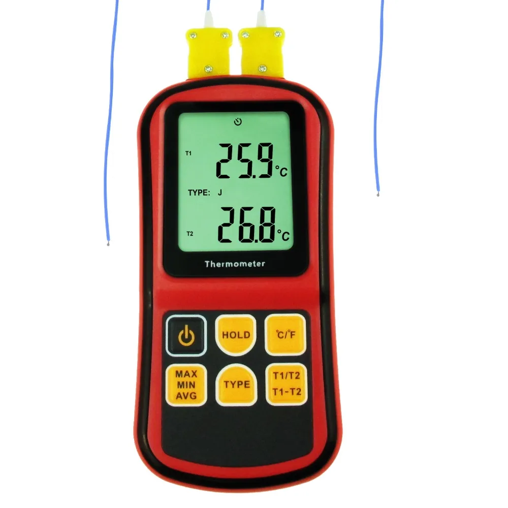 

Digital K/J/T/E/R/S/N Type Thermocouple Thermometer Dual-channel -150~1767 degC ATC Temperature Tester Celsius and Fahrenheit