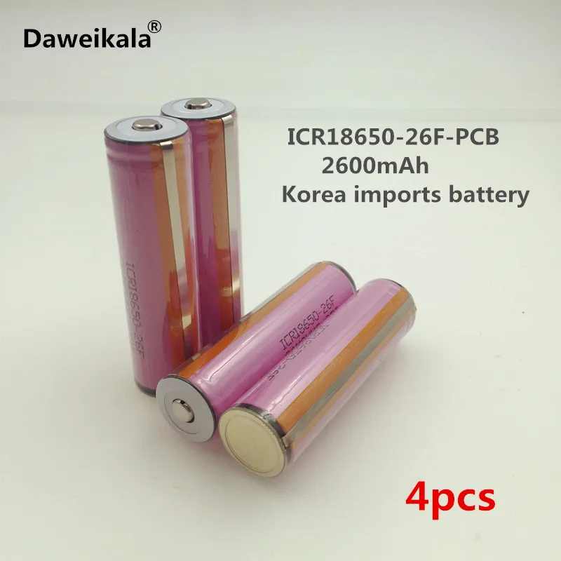 4pcs 100 Original Korea imports battery ICR18650 26F PCB 3.7 V battery