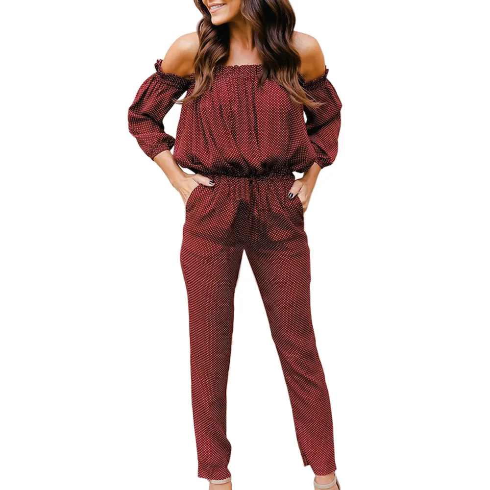 Buy Ladies Women Jumpsuits Autumn Winter Sexy Dot Long